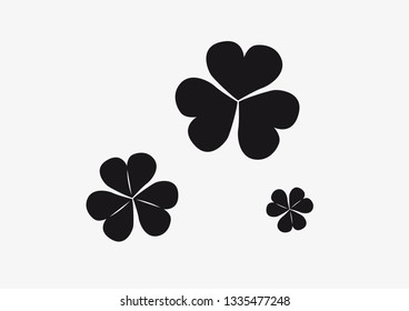 Four leaf clover icon. Black icon isolated on white background. Clover silhouette. Simple icon. Shamrock trefoil.