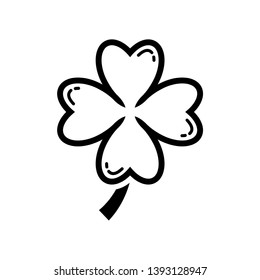 Four leaf clover icon. Black shamrock isolated on white background. Suitable for web site page and mobile app design vector element.