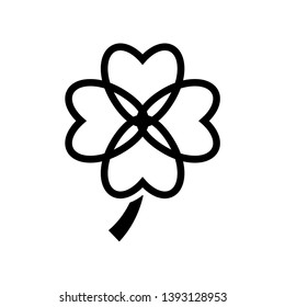 Four leaf clover icon. Black shamrock isolated on white background. Suitable for web site page and mobile app design vector element.