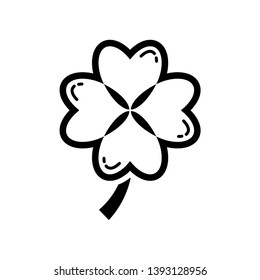 Four leaf clover icon. Black shamrock isolated on white background. Suitable for web site page and mobile app design vector element.