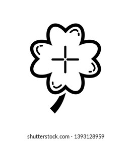 Four leaf clover icon. Black shamrock isolated on white background. Suitable for web site page and mobile app design vector element.
