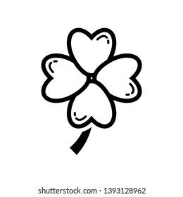 Four leaf clover icon. Black shamrock isolated on white background. Suitable for web site page and mobile app design vector element.