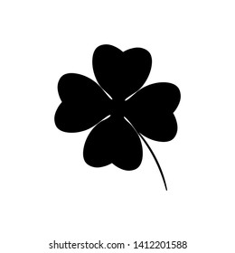 Four leaf clover icon in black. Herb Isolated on white background. St Patrick day symbol in flat style. Vector illustration for graphic design, Web, UI, app