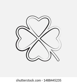 Four leaf clover icon. Black icon isolated on white background. Clover silhouette. Simple icon. Web site page and mobile app design vector element.