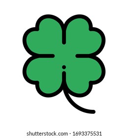 Four leaf clover icon. Black icon isolated on white background. Clover silhouette. Simple icon. Web site page and mobile app design vector element.