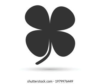Four leaf clover icon. Black icon isolated on white background. Clover silhouette. Simple icon. Web site page and mobile app design vector element.