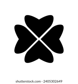 Four leaf clover icon. Black icon isolated on white background