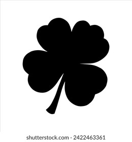 Four leaf clover icon. Black icon isolated on white background. Clover silhouette. Simple icon. Web site page and mobile app design vector element.