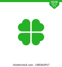 Four leaf clover icon collection in glyph style, solid color vector