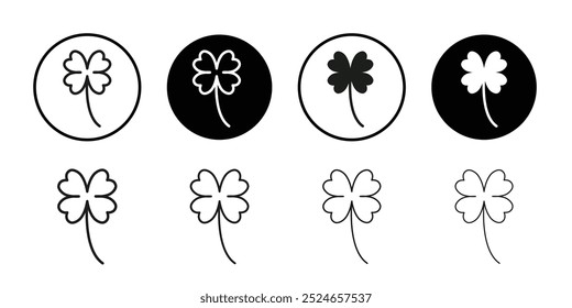 Icono de trébol de cuatro hojas Colección de Vector de contorno delgado plano