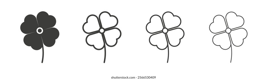 Four leaf clover icon collection for website design, app, UI design.