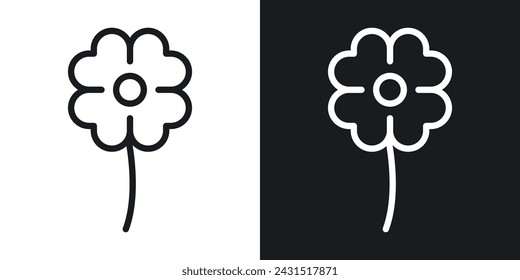 Four Leaf Clover Icon Designed in a Line Style on White background.