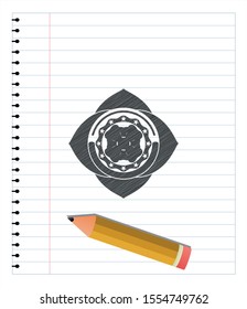 four leaf clover icon emblem with pencil effect. Vector Illustration. Detailed.