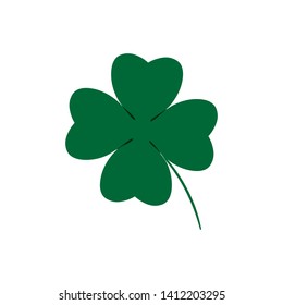 Four leaf clover icon in flat style. Green herb Isolated on white background. St Patrick day symbol. Vector illustration for graphic design, Web, UI, app