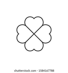 Four leaf clover icon in flat style. St Patricks Day vector illustration on white isolated background. Flower shape business concept.