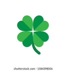 Four leaf clover icon in flat style. St Patricks Day vector illustration on white isolated background. Flower shape business concept.