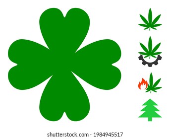 Four leaf clover icon with flat style. Isolated vector four leaf clover icon illustrations on a white background, simple style. Some similar icons added also.