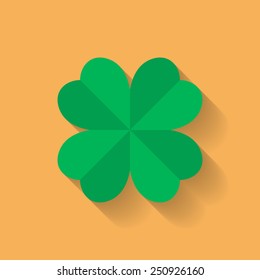 Four Leaf Clover Icon. Flat Style. 