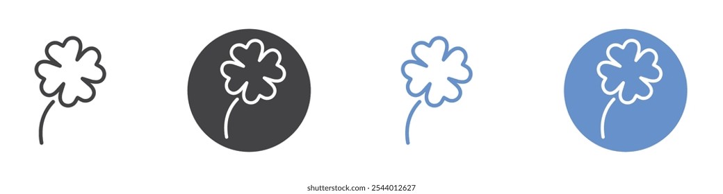 Four leaf clover icon Flat set in black and white color