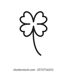 Four leaf clover icon flat line symbol set.