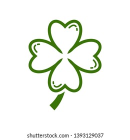 Four leaf clover icon. Green shamrock isolated on white background. Suitable for web site page and mobile app design vector element.