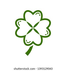 Four leaf clover icon. Green shamrock isolated on white background. Suitable for web site page and mobile app design vector element.