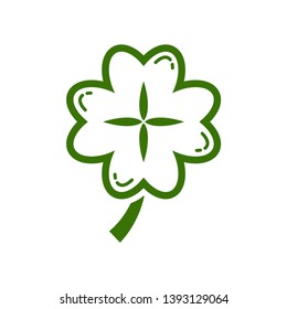 Four leaf clover icon. Green shamrock isolated on white background. Suitable for web site page and mobile app design vector element.