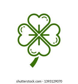 Four leaf clover icon. Green shamrock isolated on white background. Suitable for web site page and mobile app design vector element.