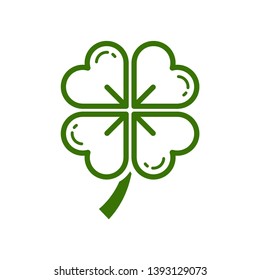 Four leaf clover icon. Green shamrock isolated on white background. Suitable for web site page and mobile app design vector element.