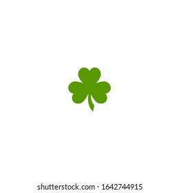 Four leaf clover icon. Green herb outline isolated on white. St Patrick day vector illustration. Flat design. Irish shamrock