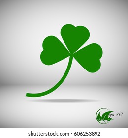 Four leaf clover icon. Green grass isolated on white. Vector St. Patrick's Day. Flat design.