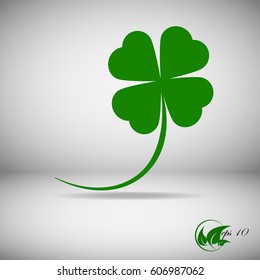 Four leaf clover icon. Green grass isolated on white. Vector St. Patrick's Day. Flat design.