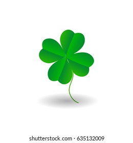 Four leaf clover icon. Green herb Isolated on white. St Patrick day vector. Flat design.