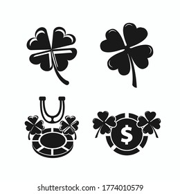 four leaf clover icon. clover leaf with horse shoe