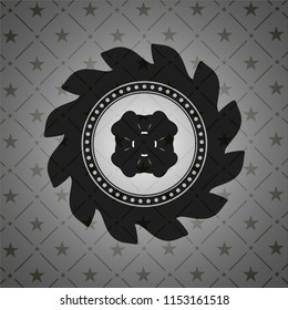 four leaf clover icon inside black emblem. Vintage.
