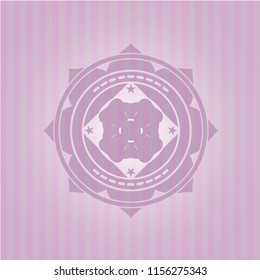 four leaf clover icon inside retro pink emblem