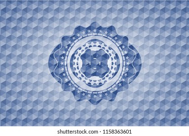 four leaf clover icon inside blue polygonal badge.