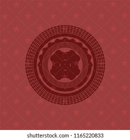 four leaf clover icon inside red emblem