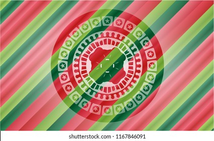 four leaf clover icon inside christmas style badge..