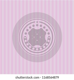 four leaf clover icon inside pink emblem