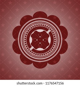 four leaf clover icon inside vintage red emblem