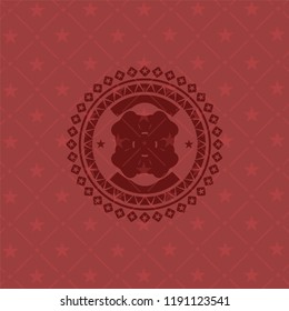 four leaf clover icon inside retro style red emblem