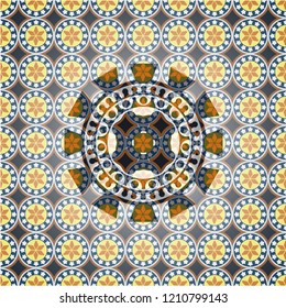 four leaf clover icon inside arabesque badge. arabic decoration.