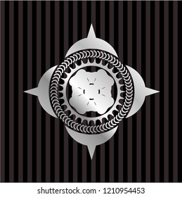 four leaf clover icon inside silvery badge or emblem