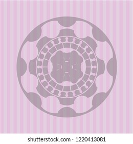 four leaf clover icon inside pink emblem. Vintage.