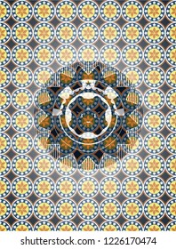 four leaf clover icon inside arabesque style badge. arabic decoration.