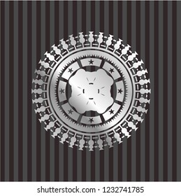four leaf clover icon inside silvery badge or emblem