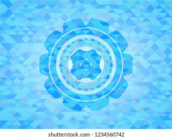 four leaf clover icon inside light blue emblem with mosaic background