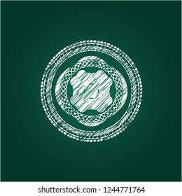 four leaf clover icon inside chalkboard emblem