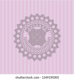 four leaf clover icon inside realistic pink emblem